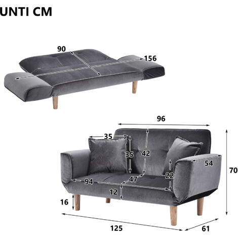 Small Sofa Bed Modern and Simple Grey flannel Sofa Living Room 2 Seater Sofa Couch Settee Recliner Sleeper
