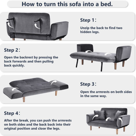 Small Sofa Bed Modern and Simple Grey flannel Sofa Living Room 2 Seater Sofa Couch Settee Recliner Sleeper