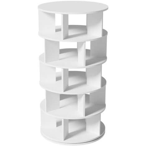 Shoe Racks Round White Rotating 5-Tier Shoe Rack - 115cm Height, 60cm Wide, Space-Saving ...