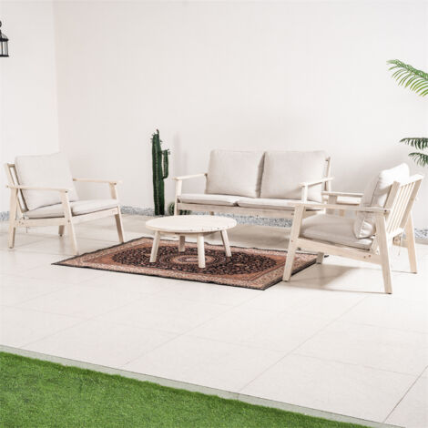 Abrihome Solid Acacia Wood Outdoor Sofa Set – Flat Pack, Antibacterial & Pest Repellent – 2-Seater