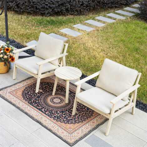 Abrihome Solid Acacia Wood Outdoor Sofa Set – Flat Pack, Antibacterial & Pest Repellent – Bistro Set