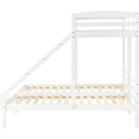 Bunk Bed Triple Sleeper with Side Ladder for Children and Teens 3FT, White (90x190cm,90x200cm)