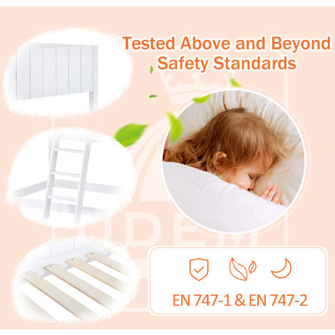 Wooden Bunk Bed, Loft Bed with Ladder and Guard Rail, Mid-Sleeper Cabin Bed for Children& Kids Home