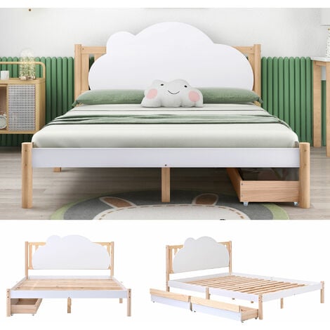 Wooden Solid White Pine Storage Bed with Drawers Bed Furniture Frame ...