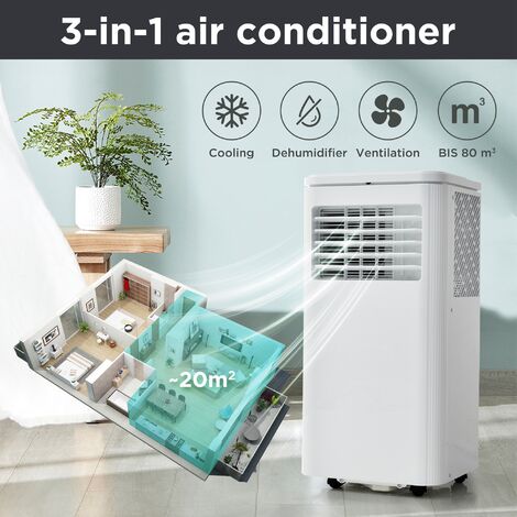 Mobile Air Conditioner Dehumidifier, with Exhaust Air Function, Remote APP Control,  3 Operating Modes, Energy Efficiency Class A,7000 BTU/h, 2KW