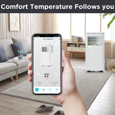 Mobile Air Conditioner Dehumidifier, with Exhaust Air Function, Remote APP Control,  3 Operating Modes, Energy Efficiency Class A,7000 BTU/h, 2KW