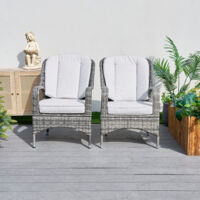 Abrihome 2-Piece Outdoor PE Rattan Dining Chairs, Grey