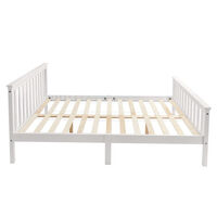 Double Bed Wooden Frame 4ft6 Double Wooden Bed in White For Adults, Kids, Teenagers (Mattress Included)