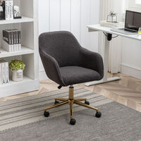New Teddy Fabric Material Adjustable Height Swivel Home Office Chair For Indoor Office With Gold Legs,Dark Gray