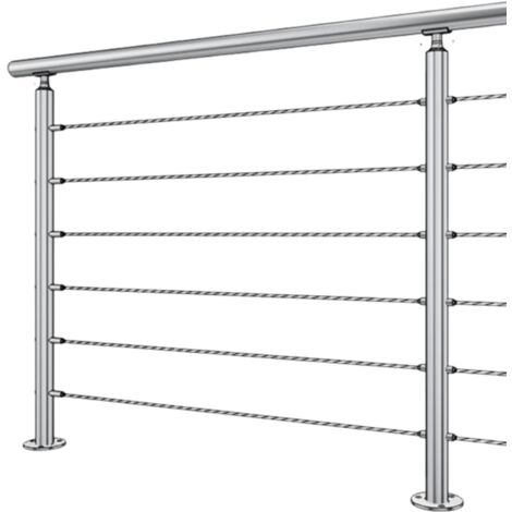 Garde corps inox 304 en kit à 6 câbles à la française longueur 3,5 m