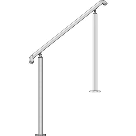 Rampe d'escalier exterieur inox 304 en kit longueur 7,5m crosses ergonomiques