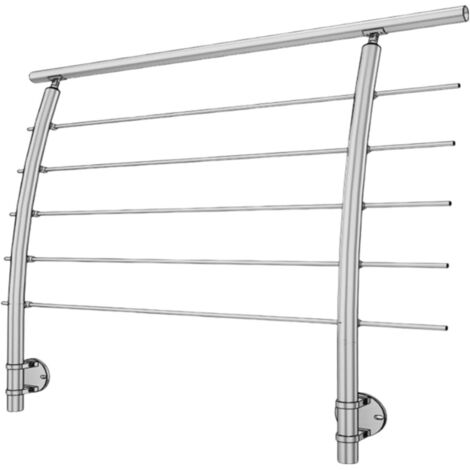 Garde corps inox 304 en kit à 5 barres à l'anglaise longueur 7,5 m poteaux cintrés