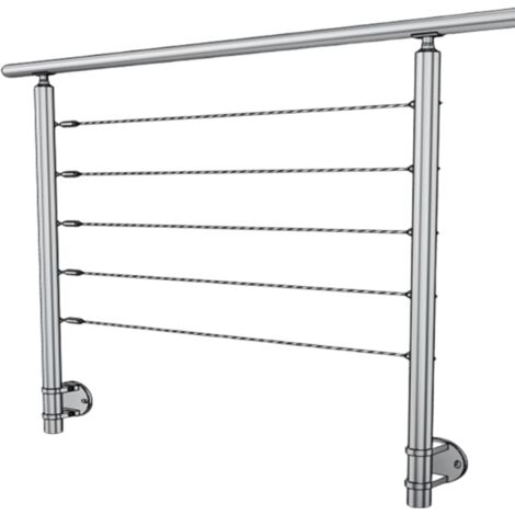 Garde-corps inox 304L 1,2 m – Kit à 5 câbles à l'anglaise – Installation facile sans compétences – Conforme norme NF P01-012 - INOX 304 EN KIT