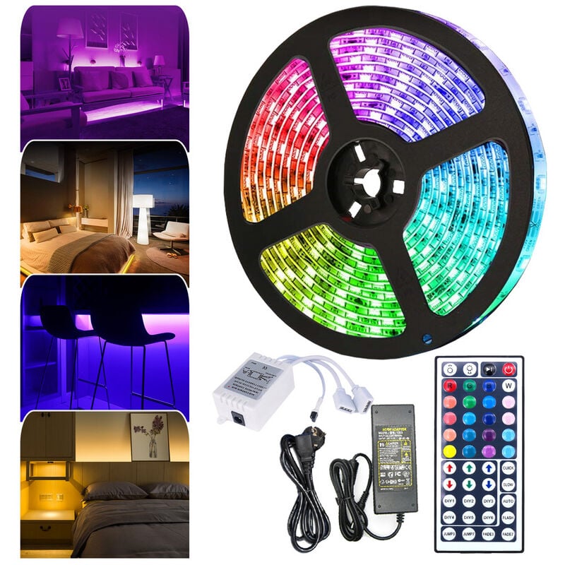 Randaco Striscia Led, Strisce LED Luci Led Camera da Letto, Led Striscia  RGB per Decorare Cucina Casa 1 Metri 30 LED Con 44 telecomandi