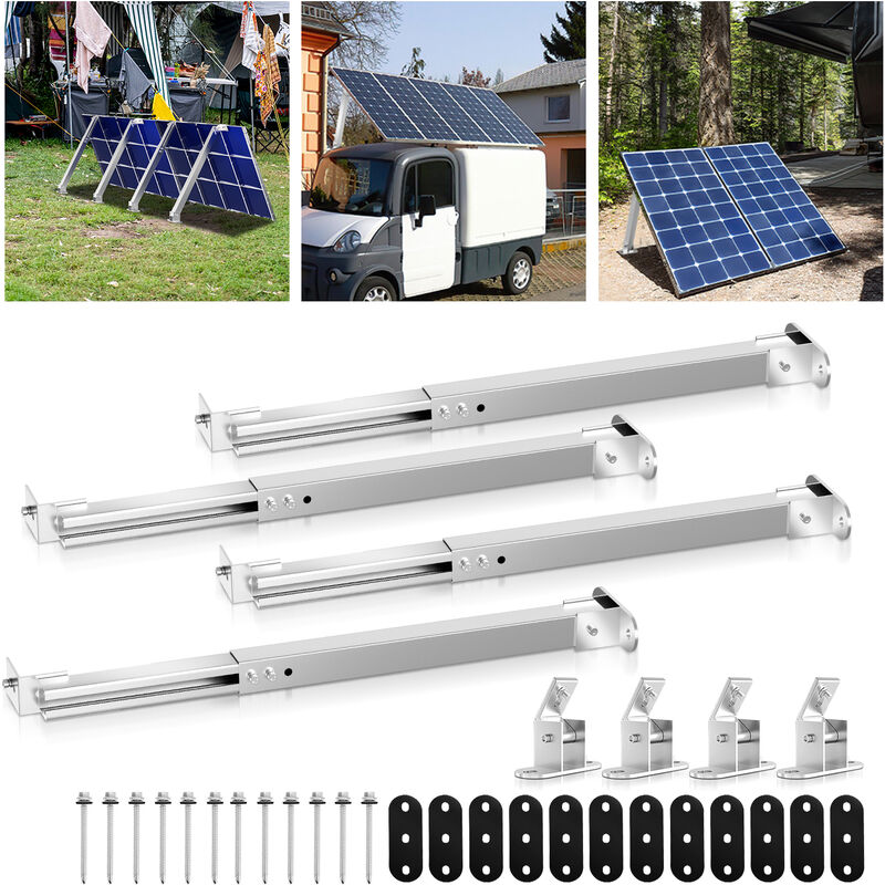 Randaco Staffa per pannello solare, 4 coppie di staffe per modulo solare  Staffe di montaggio per pannello solare inclinabili