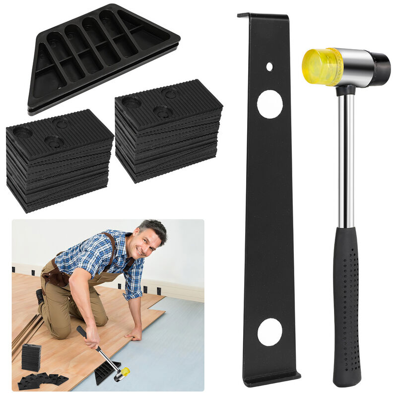 Randaco 33x Kit per pavimenti in laminato Set completo per la posa del  parquet Mazza di gomma Blocco di battuta resistente, barra di trazione