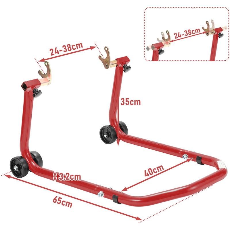Randaco Cavalletto posteriore per moto supporto sollevatore posteriore per  moto su ruote con adattatori in gomma