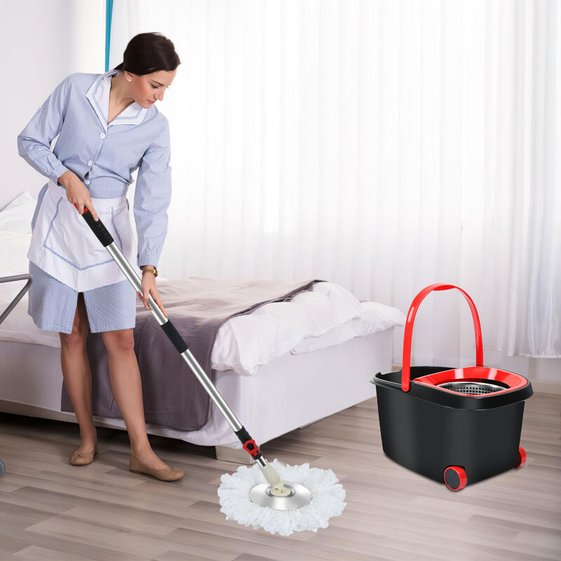 Mop per pavimenti Turbo Wiper Mop Set con cuscinetti in microfibra da 3  pezzi e pulizia del pavimento lavabile con secchio facile