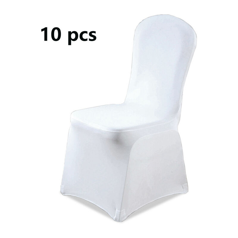 Randaco 10 Pezzi Moderna Bianco Stretch sedia copertura per sala da pranzo  Bouquet di nozze Hotel Ristorante Décor