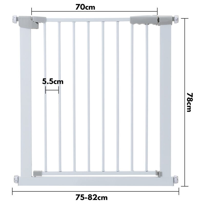 Randaco Cancelletto di sicurezza 75-82cm per porte o scale Senza  perforazione 90° Stop Auto-Close