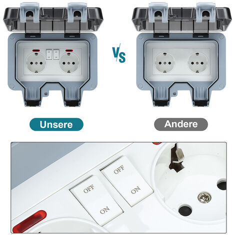 Presa da Muro Esterno Doppia con USB Impermeabile Resistente Presa  Elettrica con Scatola da Parete (Doppio) : : Fai da te