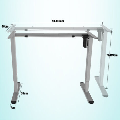 Scrivania regolabile in altezza - 1180 x 580 mm - Acciaio verniciato a  polvere