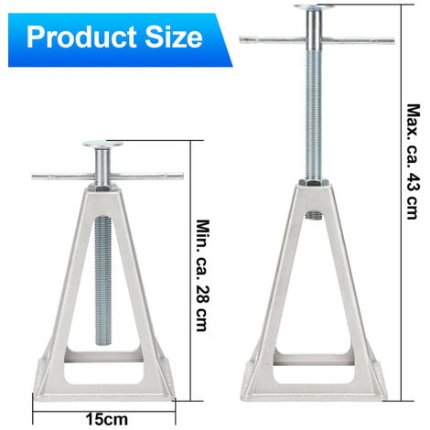 Randaco Cavalletti con cremagliera Stampelle 1000kg camper supporto cric 2  pezzi