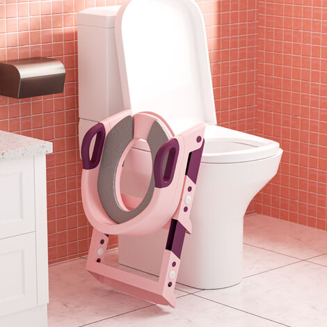 Randaco Riduttore per wc per bambini pieghevole e regolabile con gradini  Comodo sedile per wc per
