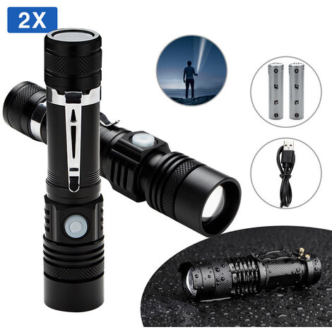 Torcia frontale led cree zoom ricaricabile batteria litio militare tattica  impermeabile resistente all'acqua con Led