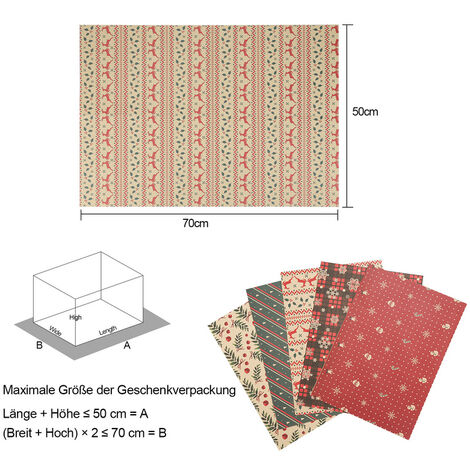 Randaco Carta da regalo Rotolo di carta da regalo di Natale Dimensioni: 70  x 50 cm