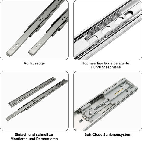 Guide per cassetti Guida a estrazione totale Guida per carichi pesanti Guida  telescopica Guida con cuscinetti a sfera 45mm 450mm 20 pièces