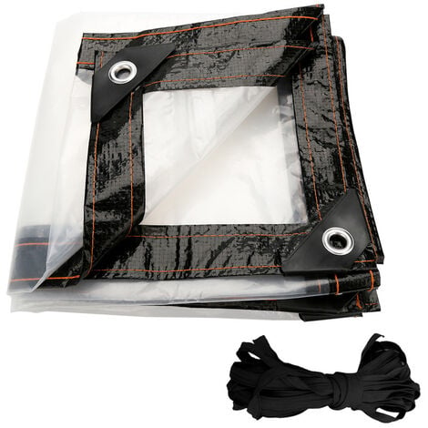 Randaco Telone impermeabile trasparente con occhielli, telo trasparente  resistente alle intemperie, Tenda da Balcone in Plastica 1x2m