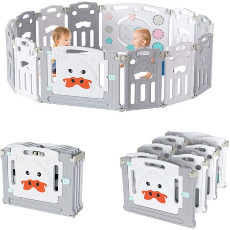 Randaco Box Bambini Neonato Protezione 14 Pannelli Recinto per Bambini  Pieghevole Barriera di Sicurezza Grigio