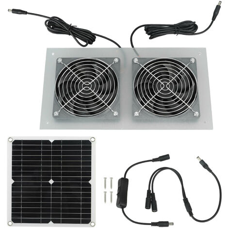 15W Solar Panel Powered Fan Efficient Solar Powered Dual Fan Kits for  Chicken Coop Greenhouses Shed Pet Houses Window