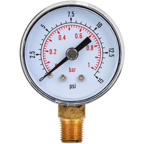 Mechanical Pressure Gauge 1/8inch BSPT Bottom Connection for Air Oil Water  (0-15psi 0-1bar)