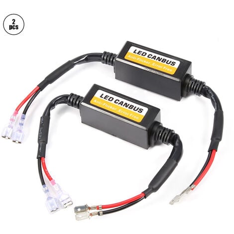 1Pair H1/H3 Canbus LED Headlight Decoder Device Anti Flicker