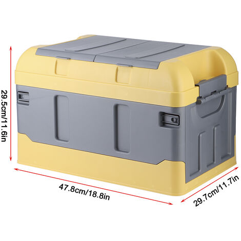 45L Collapsible Car Trunk Storage Box 60kg/132.28Ib Load Organizer High Cover Two Compartments for Home AutoYellow