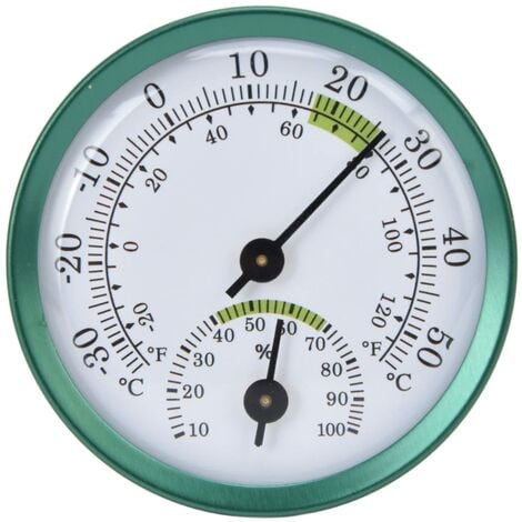 Indoor Analog Thermo-Hygrometer with 5 in. Dial and Stainless Steel Case