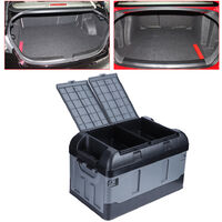 45L Collapsible Car Trunk Storage Box 60kg/132.28Ib Load Organizer High Cover Two Compartments for Home AutoMatte Black