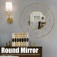 Wrought Iron Round Mirror Wall-Mounted Hanging Wall Circle Mirror for Bathroom Entryway