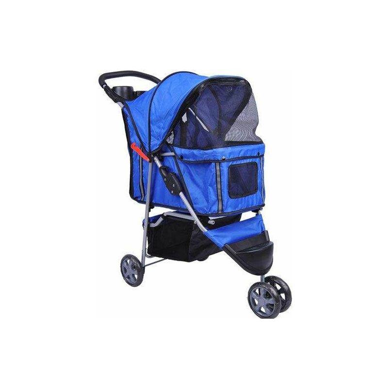 Bc-elec - 5663-0015Ablue COCHECITO PLEGABLE DE MASCOTA PERRO GATO AZUL, CARRITO DE TRANSPORTE