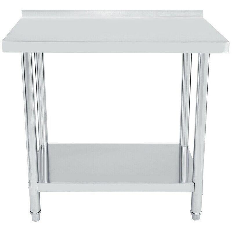 Bc-elec - WT2436B Mesa de cocina, encimera con borde de acero inoxidable 90x60cm, ideal para cocina, restaurante, gastronomía, mesa de corte