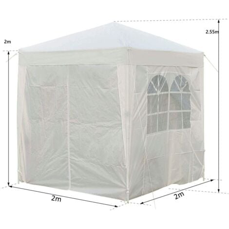 Bc-elec - 578-013 Gazebo de jardín plegable, Gazebo de jardín, Gazebo blanco 2X2m con 4 paredes laterales