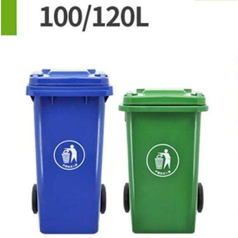  FACMAS Bote de basura para exteriores, resistente, con ruedas,  cubo de basura grande para exteriores, 100 litros, cubo de basura gris  (color : azul) : Hogar y Cocina