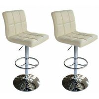 Bc-elec - 5550-3401-BC-DUO Par de taburetes /sillas de bar, altura ajustable, revestimiento de imitación de cuero blanco - Blanco