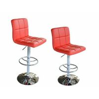Bc-elec - 5550-3401-RE-DUO Par de taburetes /sillas de bar, altura ajustable, revestimiento de imitación de cuero rojo - Rojo