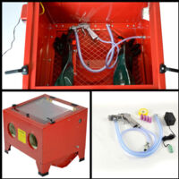 Varan Motors - NESB-09 Cabina chorreadora de arena 90 litros con accesorios y mangas - Rojo