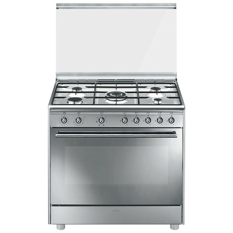 Smeg SX91SV9 Cocina familiar tipo industrial Encimera de gas Plata, Acero inoxidable A