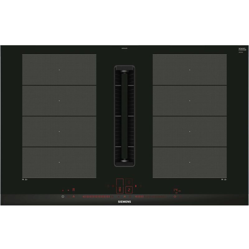 Siemens iQ700 EX875LX67E hobs Negro, Acero inoxidable Integrado 80 cm Con placa de inducción 4 zona(s)