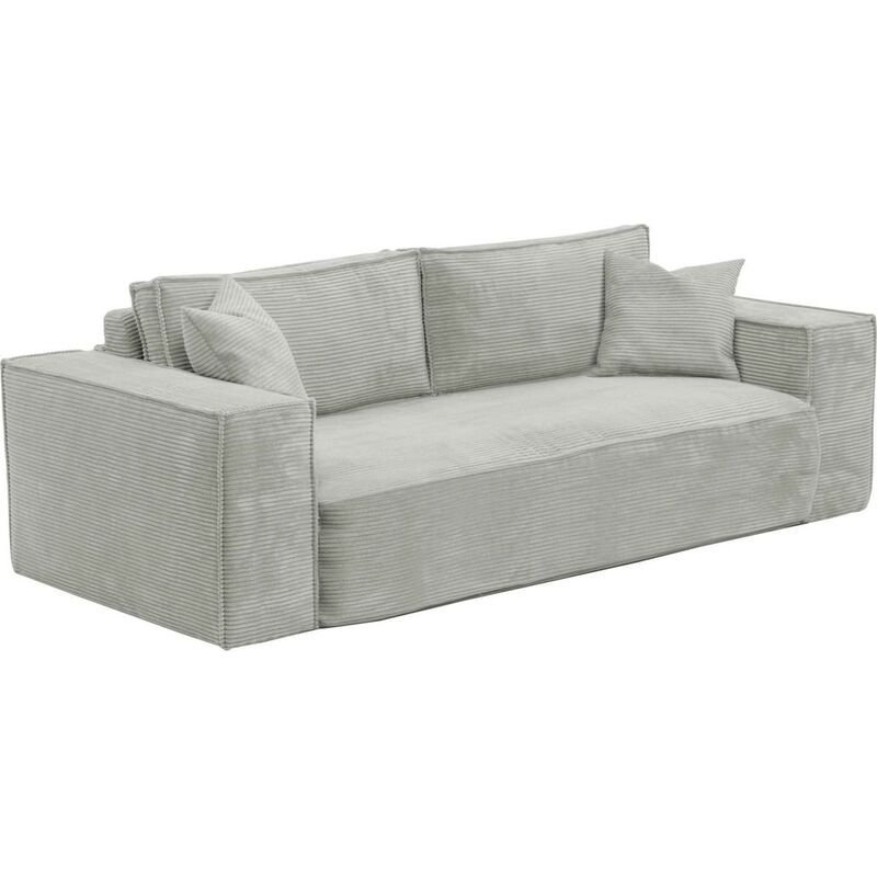 Divano letto 4 posti a ribalta in Velluto a coste Grigio Letto 160 cm  Materasso 14 cm con memory foam - AMELIA